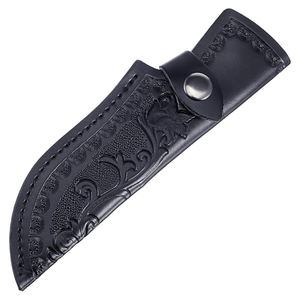 Étui à couteau en cuir artisanal professionnel avec une bordure renforcée et une fermeture sécurisée pour les couteaux de chasse à lame fixe - Product Image 1