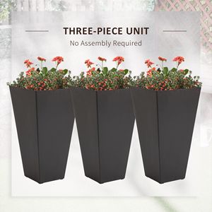Ensemble de 3 jardinières en plastique d'extérieur anti-fissuration et résistantes à la décoloration, de 28 pieds de hauteur, forme carrée, pots à fleurs, surface mate, nouveau design pour le jardin - Product Image 2