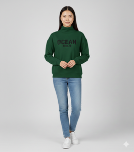 Women Mockneck Pullover Sweatshirts Polyester/Cotton Fleece Autumn <b>Winter</b> Breathable Eco-Friendly Long Sleeve <b>Tops</b> Customizable - Product Image 5