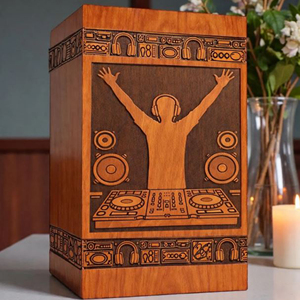 Wooden Urn with Custom Artwork Engraving Bespoke Wooden Urn for Ashes Manufacturer by AYAANS - Product Image 1