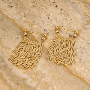 Wholesale Classic PVD Gold Plated Alloy Princess Cut Short Tassel <b>Drop</b> Earrings for Party Gift - Product Image 1
