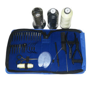 Hair Extension Tools Kit Plastic Set for Installation and Removal Blue <b>Case</b> with Clips Scissors Comb and <b>Needles</b> High Quality - Product Image 5