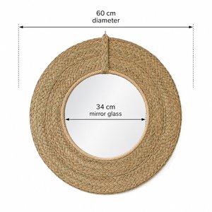 Handmade Natural Seagrass Round Wall <b>Mirror</b> Woven Decorative Boho <b>Mirror</b> Rustic Farmhouse Home Wall Decoration <b>Mirror</b> - Product Image 2