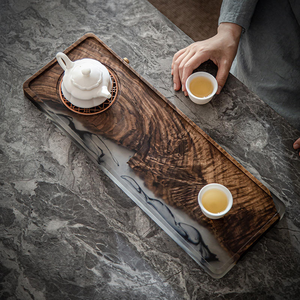 Bandeja de Madera Personalizada Más Vendida, Decoración para Mesa, Posavasos para Bebidas, Bandeja de Resina con Ondas Oceánicas, Posavasos de Resina - Product Image 4