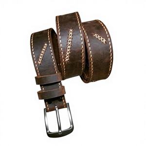 Ceinture vintage pour homme en cuir de vache véritable, cuir véritable, boucle en acier anti-déchirure, taille et forme personnalisables, écologique, imperméable, résistante - Product Image 1