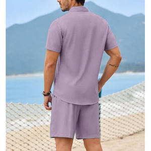 Ensemble de survêtement deux pièces pour homme, mode été, avec pantalon fin à manches courtes et short en tissu - Product Image 2