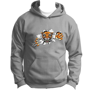 Sweat à capuche bleu électrique avec motif tigre, effet déchiré, imprimé mascotte, coupe oversize, style streetwear hip-hop - Product Image 6