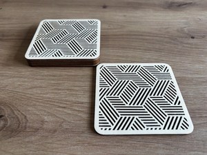 Juego de Posavasos Cuadrados de Resina MDF Clásicos, Hechos a Mano, Ecológicos, Duraderos, de Grado Alimenticio, 100 mm de Diámetro, 8 mm de Grosor, Decoración de Mesa - Product Image 2