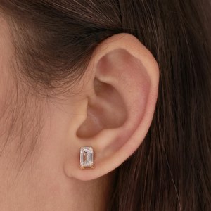 Moissanite 925 Sterling Silver 14K Gold Plated <b>Stud</b> Earrings Minimal Luxury Elegant Silver Jewelry Gift For Her - Product Image 3