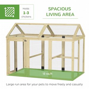 Recinto per Polli in Legno Componibile 4.6FT X 2.8FT, Gabbia per Animali in Legno Naturale con Posatoi - Product Image 4
