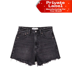 Shorts de mezclilla rasgados al por mayor para mujer, con dobladillo sin rematar, desgastados, sexys, de verano, shorts de mezclilla con corte, personalizados OEM - Product Image 1