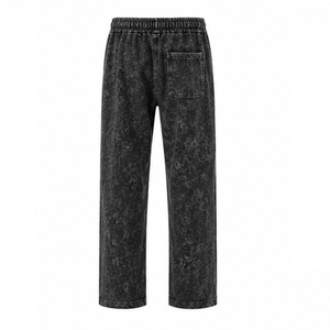 <b>Men</b> Acid Wash Fleece High Waist Vintage <b>Jogger</b> Pants Custom Streetwear Casual <b>Loose</b> Fit Gym Training Bottoms Wholesale OEM - Product Image 4