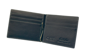 [NOUVELLE SORTIE] Portefeuille fin en cuir souple Castello fait main de qualité supérieure avec protection RFID, pour homme, à double pli, avec pince à billets courte et broderie noire - Product Image 3