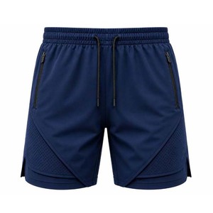 Men's Beige Quick Dry Sports <b>Shorts</b> With <b>Zip</b> <b>Pockets</b> Drawstring Waist Casual Gym Wear - Product Image 4