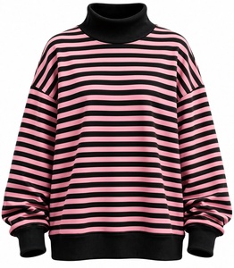 Premium Quality Striped Turtleneck Sweatshirt <b>Long</b> <b>Sleeve</b> Knitted Cotton Casual Loose Fit Fashion <b>Top</b> Spring Wear - Product Image 6
