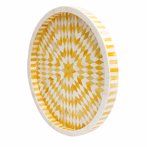 Luxury Mother of Pearl Round Serving <b>Tray</b> | Handmade Decorative Ottoman Arabic Coffee Tea <b>Tray</b> for Home Decor Ramadan Wedding - Product Image 1