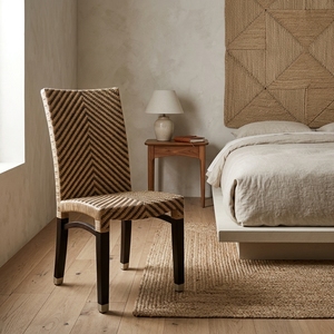 New Modern Minimalist Chevron Woven Rattan <b>Dining</b> Chair Wood Eco-Friendly Kitchen Restaurant Seating Furniture Accent <b>Armchair</b> - Product Image 2