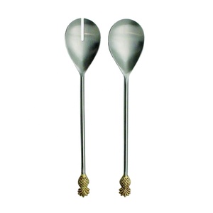 ชุดเซิร์ฟเวอร์สลัดสแตนเลสพร้อมด้ามจับยาวทำด้วยมือ,ชุดเซิร์ฟเวอร์สลัดอุปกรณ์บนโต๊ะอาหารดีไซน์รูปสับปะรดนูน - Product Image 1