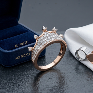 14Kt Solid Gold Lab Grown Diamond 0.55ct Round Brilliant Cut <b>Crown</b> Unisex Engagement Wedding Gift Luxury <b>Ring</b> - Product Image 3