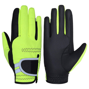 Wholesale S R Sports Waterproof Unisex Horse Riding Gloves Full Finger Breathable Leather Hook <b>Loop</b> Closure Green Black Riding - Product Image 1