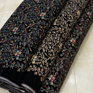 Embroidered Velvet Fabric Velvet Fabric <b>for</b> Dress Velvet Lace Fabric <b>for</b> African Fashion Abaya Kaftan Garment Export EU UK Buyer - Product Image 2