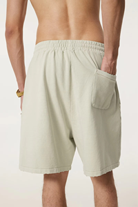 Mens Oversized Heavyweight 100% Cotton Corduroy Sweat Shorts Solid Vintage Washed Beige Drawstring Streetwear - Product Image 2