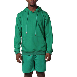 Ensemble de sweat-shirt et short en tissu molletonné français de luxe pour homme, été, minimaliste, mode streetwear, logo personnalisé, impression à l'écran - Product Image 1