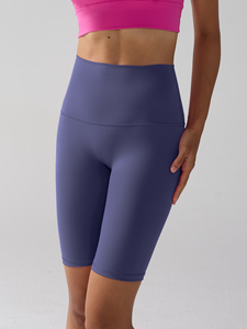 Shorts de sport cycliste taille haute pour femme, moulants, en Spandex/Nylon, froncés, haute élasticité, effet push-up, respirants, confortables pour la course et le yoga - Product Image 1