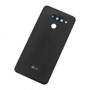 Cover posteriore LG Q60 nera con protezione per obiettivo fotocamera - Product Image 1