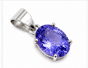 Tanzanite 925 Sterling Silver Pendant, Oval Faceted Purple <b>Blue</b> Gemstone Pendant, Handmade Silver <b>Necklace</b>, - Product Image 2