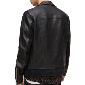 Blouson de moto réversible en cuir véritable pour homme, style motard, col zippé, fermeture éclair amovible, vêtement d'extérieur hiver 2026 - Product Image 2