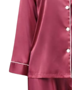 Ensemble de pyjama pour femme en satin rose champagne personnalisé, manches longues, boutonné, style soie, vêtements de nuit, ensemble de salon deux pièces - Product Image 4