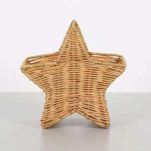 Adorable Cesta de Almacenamiento de Mimbre Natural en Forma de Estrella, Porta Utensilios de Mimbre Hecho a Mano, Arreglo Decorativo de Mimbre - Product Image 1