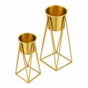 Support de pot de fleurs en or avec pot, capacité de 10 kg, support de pot de fleurs moderne en métal, présentoir de plantes d'intérieur pour salon, balcon, bureau - Product Image 2