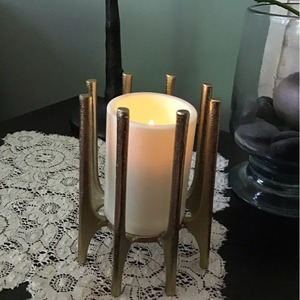 Gold Cylindrical <b>Brass</b> <b>Lantern</b> Candle Holder for Home Decoration Durable Design - Product Image 4