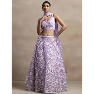 Bridesmaid Lehenga Choli Set with Lavender <b>Sequins</b> Net Dupatta - Product Image 1