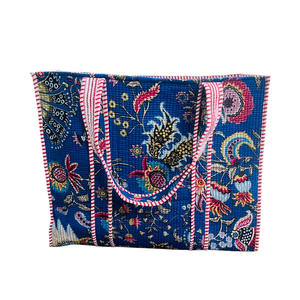 Indian 100% Cotton Floral Printed Quilted <b>Tote</b> Bag - Product Image 1