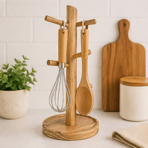 Modern Minimalist Wooden Mug Holder <b>Tree</b>, Rustic Farmhouse Coffee Cup <b>Stand</b> With Multi-Directional Branches Space-Saving Display - Product Image 4