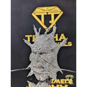 Colgante de Cabeza de Diablo de Diseñador, con Incrustaciones de Diamantes Moissanite VVS, Plata de Ley 925, Joyería de Rapero de Trisha Jewels - Product Image 2