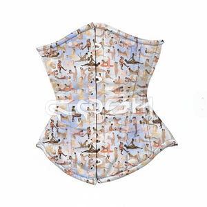 Corset surbuste en satin imprimé sur mesure, avec baleines en acier, pour la mise en forme de la taille, fabricant et fournisseur en gros de corsets mode - Product Image 2