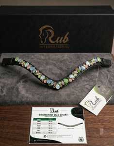 Rub International Bandeau de tête en cuir pour cheval, incrustation de strass en cristal en forme de V, modèle équestre 7860HS, fabriqué dans l'Uttar Pradesh - Product Image 2