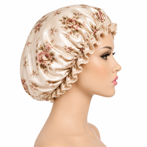 Bonnet de nuit en satin Loviaal pour femme, bleu, réglable, élastique, protection des cheveux, usage domestique décontracté, printemps-été, 54-56 cm - Product Image 2