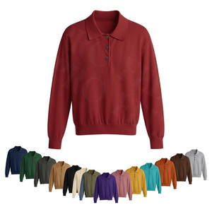 Camiseta Polo de Diseño Sólido en Color Liso, con Logotipo Personalizado, Informal, de Algodón, Manga Larga, Elegante, con Botones, a la Moda - Product Image 1