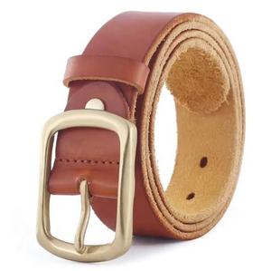 Ceintures en cuir de vachette pleine fleur vintage décontractées pour hommes, boucle à ardillon en cuivre, haute qualité, écologiques, logo personnalisé, vente en gros 2026 - Product Image 6