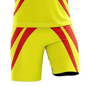 Conjunto de Uniforme de Fútbol Sublimado Personalizado, Amarillo, Negro y Rojo a Rayas, Uniforme Deportivo de Manga Corta para Hombre, Absorbente de Humedad, para Todas las Temporadas - Product Image 6