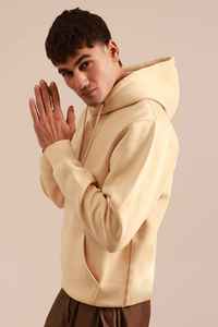 Sudadera con Capucha Beige para Hombre, Manga Larga, Felpa Francesa, Bolsillo, Estilo Casual, Otoñal, Tejido de Punto, Corte Regular - Product Image 2