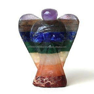 Venta al por mayor de cristales naturales, piedra curativa, ágata, siete chakras, piedras preciosas unidas, Chakra reiki, mejor ala, Ángel de cristal a la venta - Product Image 1