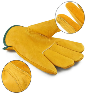 Customized Insulated Leather Work <b>Gloves</b> For Men Regular Work Reinforced Fingertips Double Thread Swing Work <b>Gloves</b> - Product Image 4