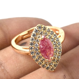 RAY FINE ORNATES <b>Ruby</b> CZ Marquise IGI Certified 22K Gold Plated Adjustable Kundan Polki Ethnic Anniversary <b>Ring</b> Unisex Wholesale - Product Image 3
