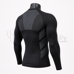 Men's <b>Long</b> <b>Sleeve</b> Compression Rash Guard <b>Black</b> <b>Mesh</b> Panel Quick Dry Athletic Performance Shirt - Product Image 5